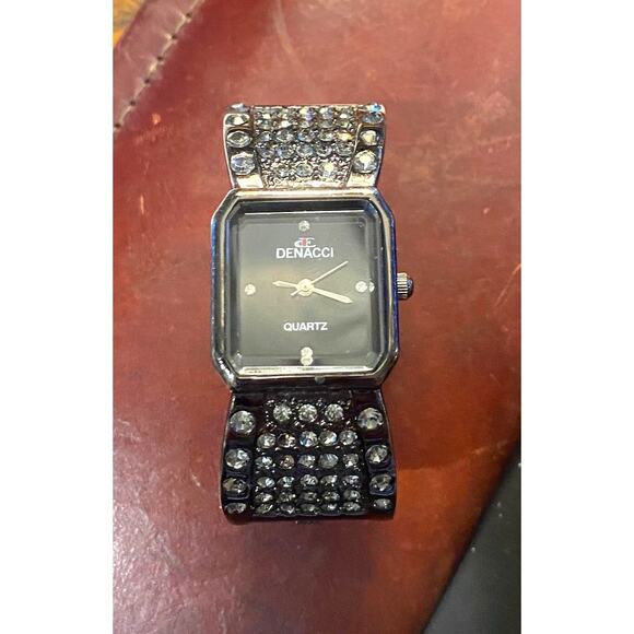Women's 25mm Gun Metal Tone Denacci Bangle Watch, Crystal Studded - Picture 1 of 4